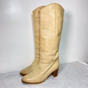 GOVER Italian made leather western high heel tall boots